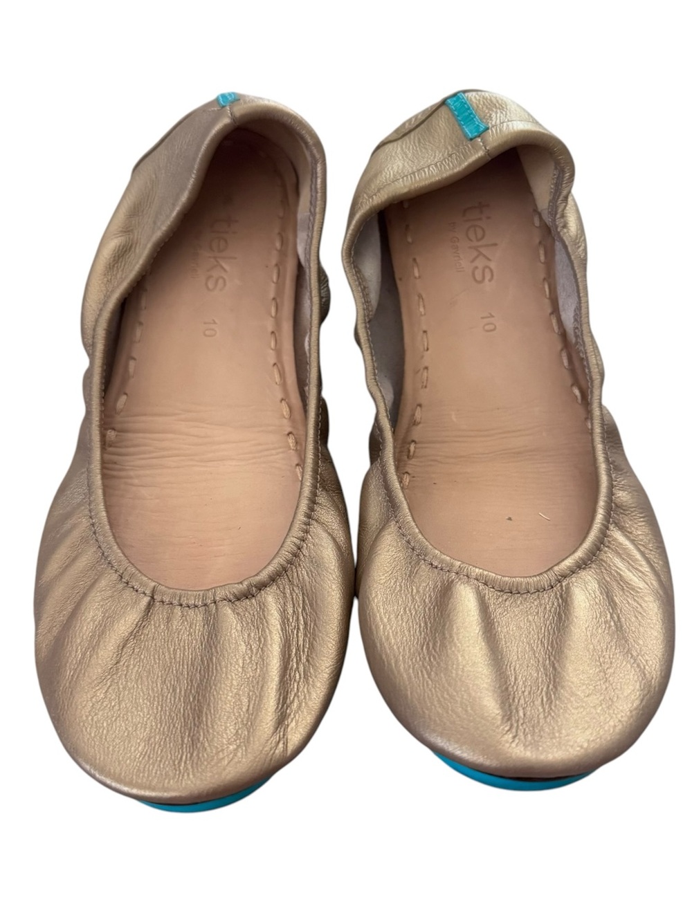 Tieks Metallic Gold Leather Flats Size 9